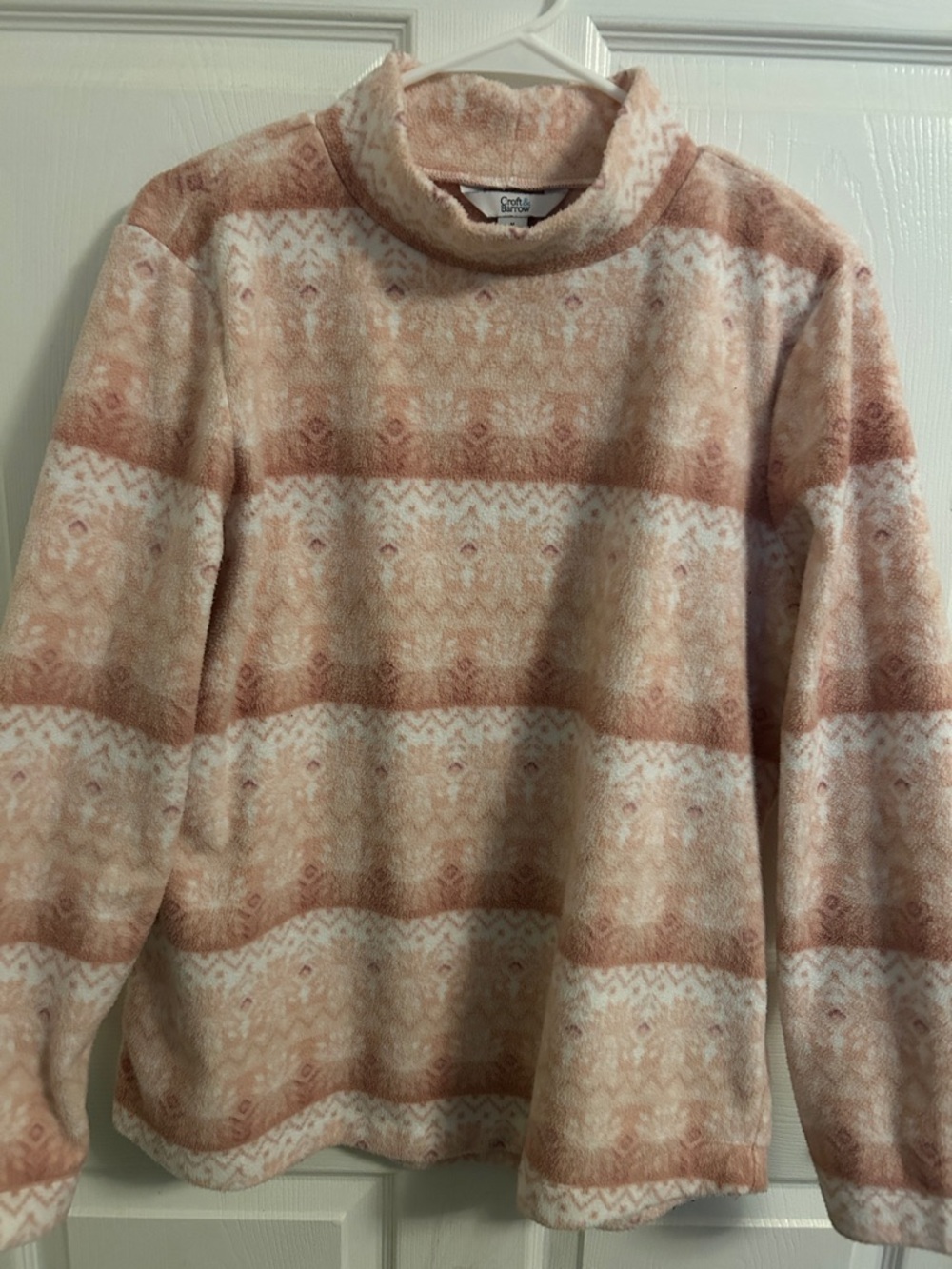 croft & barrow Pink and Cream Patterned Fleece Pullover